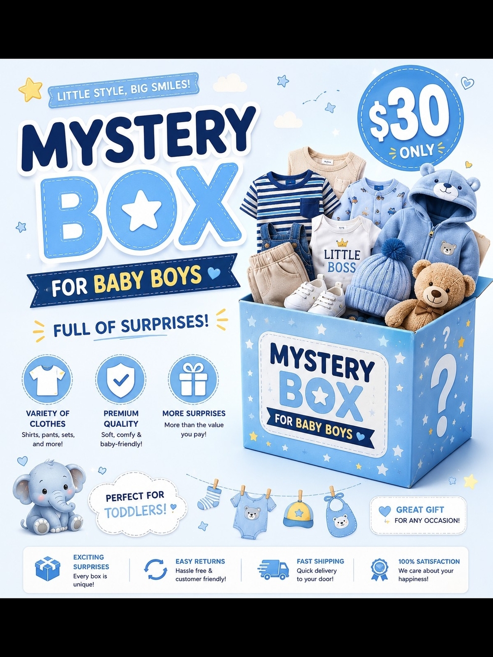 Mystery Box for Baby Boys - Full Of Surprise Clothing & Toys